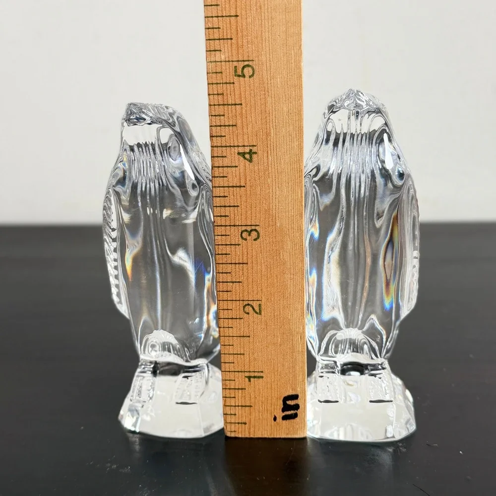 Waterford Crystal Penguin Figurines Pair Etched Lead Glass Bird Statues 4.5